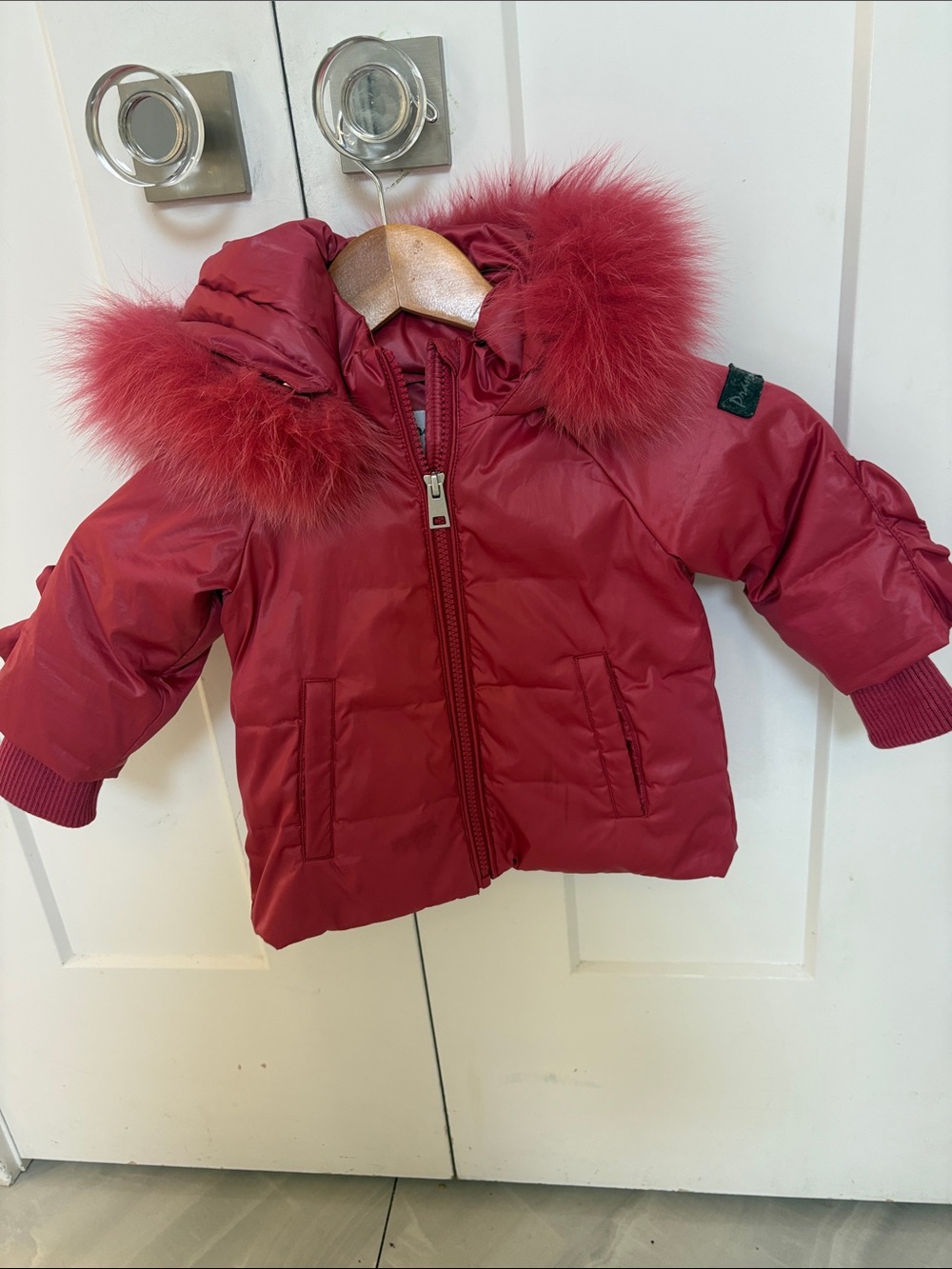 Pramie maroonish Jacket with Faux Fur Hood